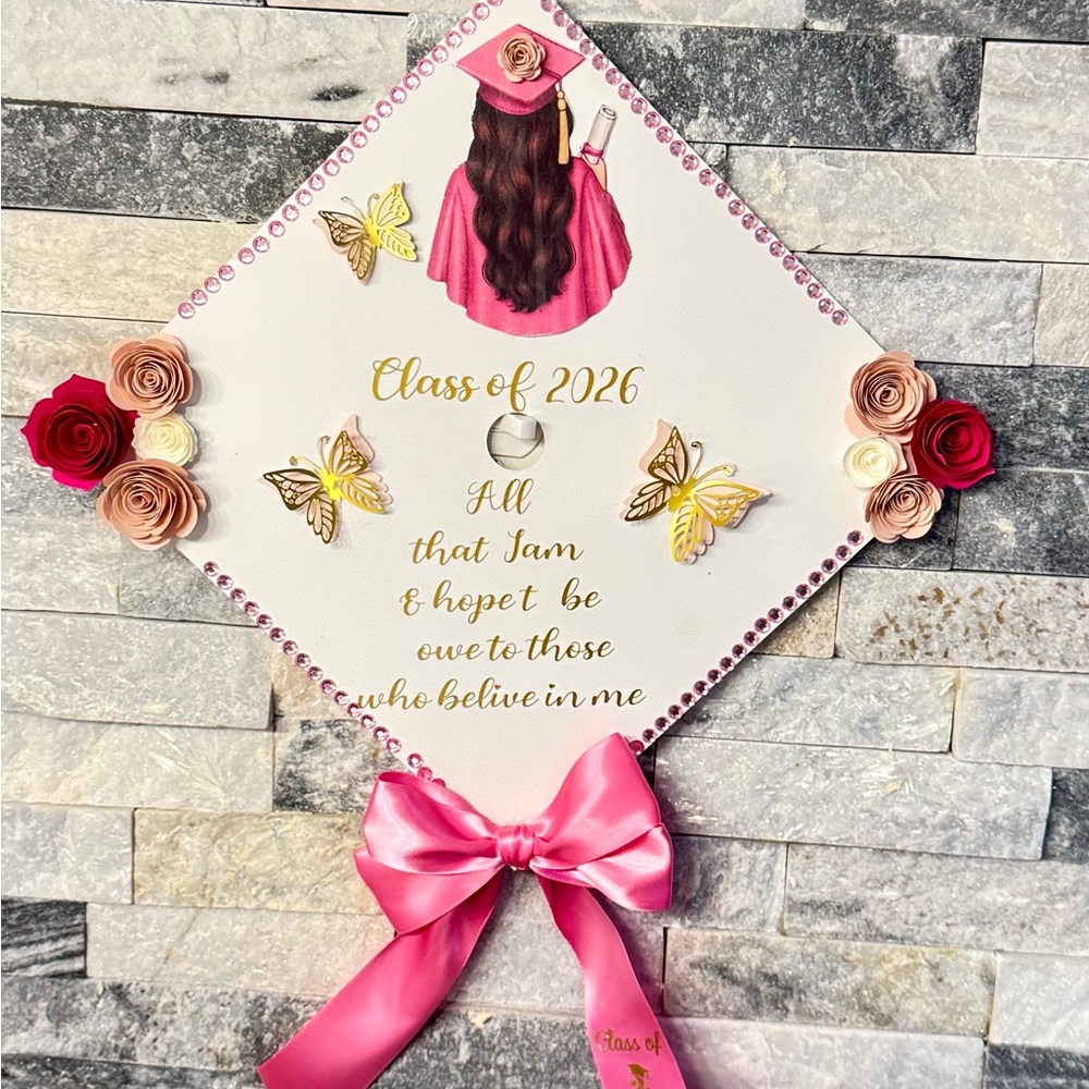Pink Graduation Cap Topper - Class of 2026